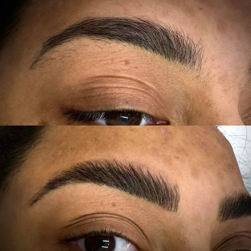 Eyebrow lamination before and after