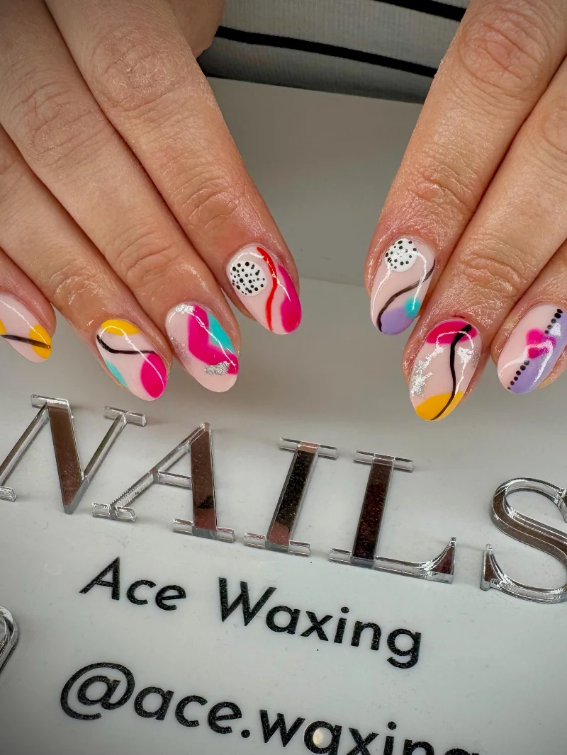 Abstract art colourful nails